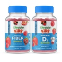 Livelig Sukker Gratis Preciotisk Fiber Kids + Vitamin D Kids, Gummier Bundle - Great Tasting, vitamin Supplement, Glutenfri, GMO Gratis, Chewable Gummy
