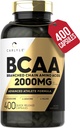 Carlyle BCAA-kapsler | 2000mg | 400 pulverpiller | Aminosyrer Supplerende blanding | for kvinner og menn | med L-Isoleucin, L-Leucine, L-Valine | Ikke-GMO og Glutenfri