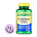 Generic Spring Valley Kalsium 600 mg, Kosttilskudd, Bein Helse Kalsium + Inkluderer Dri Store klistremerke (100)