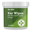 Kjæledyr MD Dog Ear Rengjøring Tørker – Otic Cleanser for hunder, Soothing ørepleie med Aloe Vera & Eucalyptus, Vanlige tørker, 100 greve