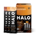 HALO Hydration - Elektrolytte energidrink Blande |Husk Powder Packets | Variety Pack (Caramel, Vanilla, Mocha Lattes), Sunn Skinny Coffee | Easy Open Enkelt servering Stick | 12 Sticks