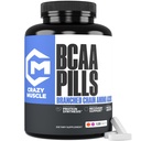 Crazy Muscle BCAA piller med den perfekte 2:1:1 forholdet mellom grened kjede Aminosyrer Supplement, 1000 mg BCAA per pille (bedre enn kapsler), 120 tabletter