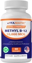 Vitamatic Metyl B12 (Metylkobalamin) 10 000 mikrog – 60 Lozenges – Overlegen kilde til vitamin B12 for energi og Nerve Helse