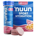Nuun Sport Electrolyte Tabletter med magnesium, kalsium, kalsium, klorid og natrium, Glutenfri & Vegan, Citrus Frukt, 4 Pack (40 Serverer totalt)