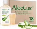AloeCure USDA Organic Aloe Vera Juice laget innen 12 Hrs av Harvest - ren aloe Juice Natural Digestive Supplement for å støtte digestion, immunsystem og balansert magesyre, 18 x 500 ml flasker