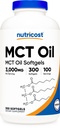 Nutricost MCT Olje Softgels 1000 mg, 300 SFG (3 000mg Serv) - God for Keto, Ketose, og Ketogen Dietter