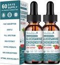 (2 Pakke) Glukosamine Chondroitin MSM flytende dråper - Ekstra styrke felles støtte Supplement med eldrebær, Boswelia, Bromelain, Hyaluronsyre - Antioksidant immun støtte for voksne, menn og kvinner