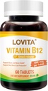 Lovita vitamin B12 1000 mcg (B12 vitaminer som cyanokobalamin), timed release B12, Vegan-vennlig, støtter nervesystemet, 60 vegetariske tabletter (2 måneders forsyning)