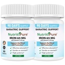 Karbonyl jern tablet 65 mg med 270 mg vitamin C |180 dagers forsyning | for kvinner/menn | høy potens Bariatriske vitaminer for WLS pasienter inkludert gastrisk bypass | Dye gratis (2)