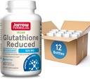 Jarrow Formler Glutation Redusert 500 mg- 60 Veggie Kapsler- Intracellulære Antioksidant- Kvalitet Glutation Kosttilskudd - Støtter resirkulering av vitaminer C & E- Ikke-GMO- Glutenfri Vegan, Pakke med 12