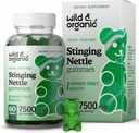 Wild & Organic Stinging Nettle Root Gummies 7500mg - Urin Tract Støtte Supplement for menn og kvinner med Stinging Nettle Root Extract - 60 Vegan, ikke-GMO Gummies