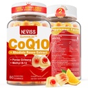 Sukkerfri CoQ12-200mg 400mg fylte gummies - 2 måneders forsyning - m/ vitamin B12 1000mcg, Rhodiola Rosea & Panax Ginseng, B6, Coenzym Q10 Supplement for hørsel-t, energi, antioksidant, ultra absorpsjon
