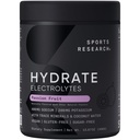 Sports Research® Hydrate Electrolytes pulver - sukkerfri og naturlig flavorert med vitaminer, mineraler og kokosvann - støtter Hydration - Passion Fruit - 90 Services