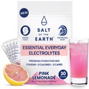Salt av jorden premium Zero-Sugar Electrolyte - laget med rosa Himalayan salt - Hydration pulver pakker | Premium ingredienser | Keto & Paleo Vennlig | 30 Sticks, rosa sitronade