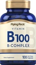 Piping Rock Vitamin B-100 Kompleks | 100 kapsler | Vitaminer B12, B1, B2, B6 | Ikke-GMO, Glutenfri Supplement