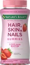 Naturens Bounty Optimal Løsninger Hår, Hud og negler med Biotin Strawberry Flavored - 80 Gummies, Pakke med 5