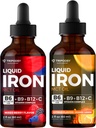Flytende jerntilskudd, jerndråper, kvinner og menn, B6, B9, B12, Vitamin C, Anemi, Blodbuilder, Folat, Rød blodcelle, Immun støtte, MCT olje, Citrus, Blandet Berry