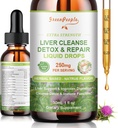 GREENPEOPLE Liver Cleanse Detox & Reparasjon Drops - Liver Supplement m/Milk Thistle Silymarin, Artichoke & Danse for Liver Detox & Support- 16x Potent Herb-Nutrienter - 1Fl Oz Naturlig Flavor