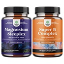 Bundle av høy absorpsjon Magnesium søvn Supplement - Melatonin-fri rolig magnesium for søvn og vitamin B kompleks voksen multivitamin for immunstøtte Mood Boost og minne Supplement