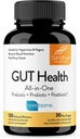 Sandhus Gut Health - Prebiotiske, probiotiske, postbiotiske og L-Glutamine | Digestive helse, kolon, probiotiske totale kosttilskudd | 120 forsinket releasekapsler