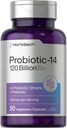 Horbäach Probiotika 120 milliarder CFU | 14 Strains med prebiotika | for kvinner og menn | 50 kapsler | Vegetarisk, ikke-GMO & Glutenfri Supplement