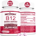 B12 Vitaminer 10 000 mhg, Metylert vitamin B12 Sublingual - Energiforsterkning, Fokus, Metabolisme og Hjerne Helse Støtte, Immunsystemstøtte, Rask oppløsning, Naturlig Jordbær Flavor, 180 Serveringer