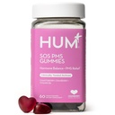 HUM Nutrition SOS PMS Gummies, PMS Støtte Supplement for kvinner, støttesyklus Symptomer, Bloating, Hormonal Balance, Inkluderer vitamin B6, Cranberry & Chasteberry Vitex, Glutenfri, 60 Vegan Gummies