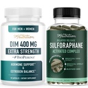 Sulforaphane Complex & 400mg DIM Supplement for forbedret østrogenbalanse for kvinner | Avansert Microbeadlet Hormone Balance Supplement (60 serveringer) med ekstra styrke DIM (90 serveringer)
