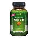 Irwin Naturals One-Per-Day Mega B-12 1500mcg høy potens Methylcobalamin vitamin - Rask forbedret absorpsjon med MCT + asiatisk Ginseng - naturlig energi Boost - 60 flytende Softgels
