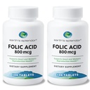 Jordens Splendor Folinsyre 800 mhg Supplement, støtter hjerte helse, støtter kvinners reproduktiv helse, glatt belagte tabletter (800 mhg, 200 tabletter, pakke med 2)