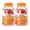 Livbar kollagen og vitamin C + vitamin D3 + vitamin K2, Gummies Bundle - Great Tasting, vitamin Supplement, Glutenfri, GMO Gratis, Chewable Gummy