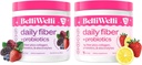 Belli Welli Daily Fiber Supplement Bundle med kollagen, probiotika og elektrolyter – Strawberry Lemonade & Wild Berry Flavors – Støtter Digestion, Gut Balance, & Debloating – 32 Services