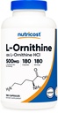 Nutricost L-Ornithine 500 mg, 180 kapsler - Ikke-GMO og Glutenfri
