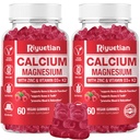 Kalsium Gummies + magnesium og sink med vitamin D3 & K2, høy absorpsjon kalsium Supplement for bein, tenner og immun støtte, ikke GMO, vegan, 120 greve