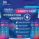 HydroMATE Electrolytes pulverdrikk Blandepakker Hydration Accelerator Lavt sukkerparti favors for Rapid Recovery Vitamin C Plus Koffein Variety Pack - 30 greve