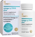 Xtendlife Omega 3 DHA Plus Fish Oil for hjerte, hjerne, øye og hud helse - 1100mg Omega-3 med DHA, EPA, Lycopen & Astaxanthin - 1 måneds forsyning (60 greve)