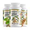 GreeNatr Ginko Biloba & Panax Ginseng Supplement - rød Ginseng Brain Supplement for minne og fokus - Ginkgo Biloba Kosttilskudd for god visjon, immunsystem og forbedret blodflow - 3 flasker
