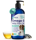Flytende fiskeolje for hunder med Omega 3, 6 & 9 fettsyrer, Wild Caught fra Island, Hud og Coat Supplement for shedding, kløende hud, allergier, hjerne og hjerte helse, rik på EPA + DHA - 12 oz