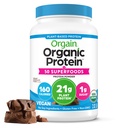 Orgain organisk vegansk protein + 50 Superfoods pulver, kremet sjokolade fudge - 21g plante basert protein, 9g prebiotiske fiber, ingen limousine, Glutenfri, Ingen tilsatt sukker, 2,02 lb (Packaging May Vary)