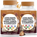 Lions Mane Mushroom Supplement med Tyrkia Tail Reishi Cordyceps Chaga med Marshmallow Root - 120 greve