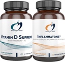 Designs for Helsevitamin D Supreme + Inflammatone Bundle - vitamin D3 5000 IU + 2000mcg vitamin K med en enzyme botanisk blanding for å fremme sunn inflammatorisk respons - 2 Produkter