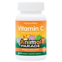 Natures Plus Animal Parade Sukkerfri Barnevitamin C, Naturlig Orange Juice Flavor - 90 Chewable Animal Shaped Tabletter - Immunstøtte - Glutenfri - 45 Serveringer