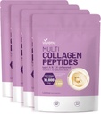 VivoNu Multi Collage Peptider pulver, 16 Oz Hydrolysert Protein Peptides Type I,II,III,V,X med Hyaluronsyre, Biotin & vitamin C Uflavored Keto Paleo Vennlig, Ez Bland i drikker (4LB/4Pack)