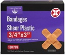 Eske med 100 3/4" Fleksibel skinne plast bandasjer for kutt, skrape, brenner - Latex gratis, sterile små bånd