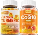 Sukker Gratis Turmeric Curcumin Fyllt Gummies 550mg & CoQ10-250mg Fyllt Gummies, Immune, Digestiv Helse, Cellular Energi & Antioksidant Støtte