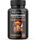 Organic Mushroom Complex Supplement med Ashwagandha. Lion's Mane, Reishi, Cordyceps, Chaga, Tyrkia Tail & More - Fokus, Energi og Brain Booster (90 greve)