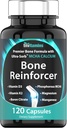 Bone Forsterker (120 kapsler) MCHA Kalsium Supplement med vitamin D3, Magnesium, vitamin K2, Bor Citrat, Fosforøs MCHA, & Manganesisk | Kraftig Bone Supplement for kvinner og menn