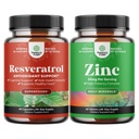 Bundle av ungdommen Trans Resveratrol - Resveratrol kapsler med AMPK aktivator for cellulær helse og vitalitet og sink 50mg immunstøtte Supplement - sink kompleks for å forbedre hårhud & negler