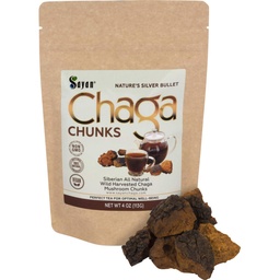 Sayan Siberian ren rå Chaga Mushroom Chunks med svart topp crust 4 Oz / 113 g – Premium Wild-Harvested Antioksidant Te for immun støtte, fokus og digestiv helse - ikke-GMO