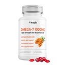 Vitapia Omega 7 Sea Buckthorn Berry olje 1000mg for hår, hud, negler, hjerte helse støtte - 34% Palmitoleic Acid & Natural Omega 3 6 9 Fatty Acids Supplement - 120 kapsler, ikke-GMO, Glutenfri
